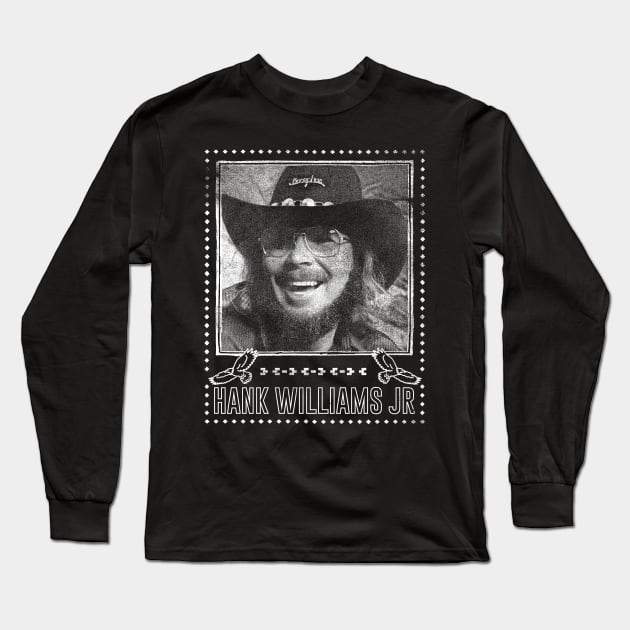 Hank Williams Jr / Vintage Faded Style Fan Design Long Sleeve T-Shirt by DankFutura